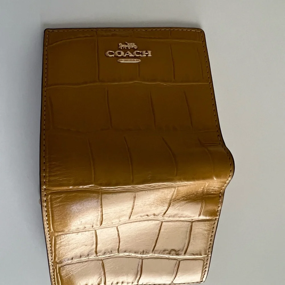 Coach Yellow Leather Croco Style Wallet - Picture 7 of 11